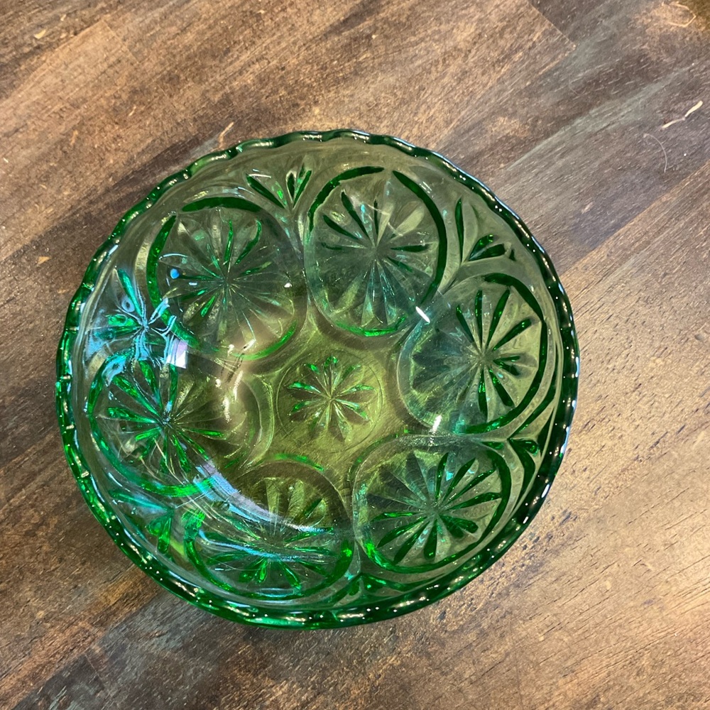 Green Glass Decorative Bowl